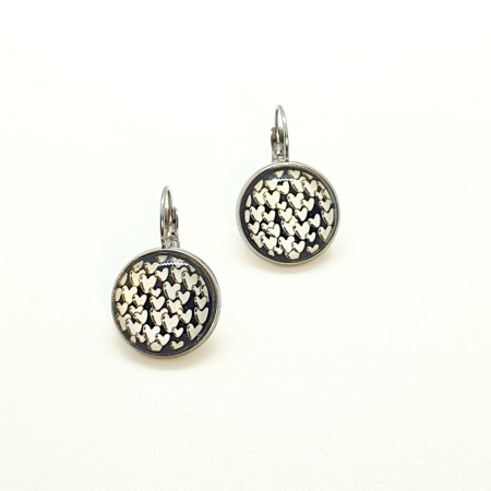 earrings steel silver with black hearts1